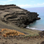 Climbing down to the Green Sand Beach