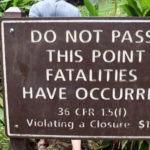 Warning sign at Waimoku Falls