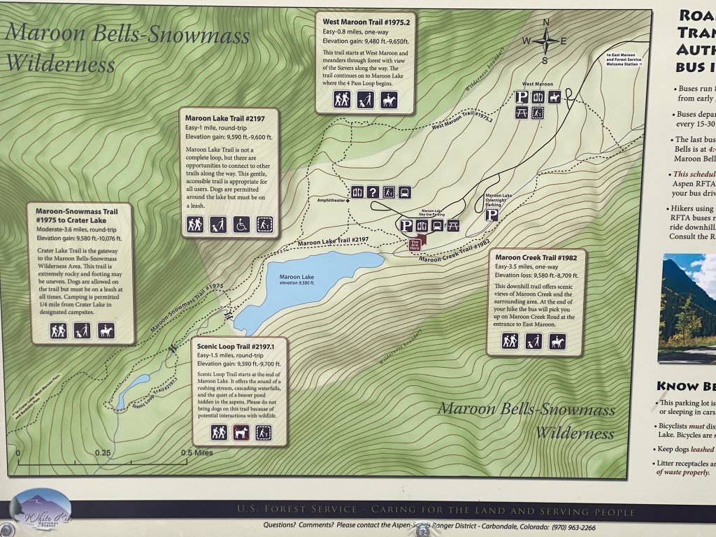 Trail sign at Maroon Bells Snowmass Wilderness